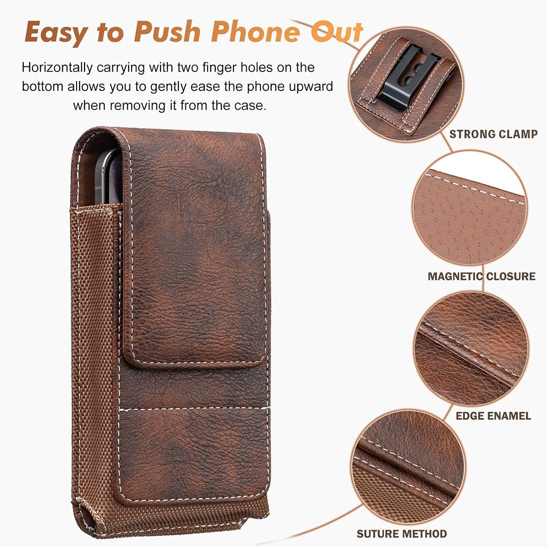 Waist Belt Cell Phone Pouch 📱 Multi-Pocket Leather Card Holder