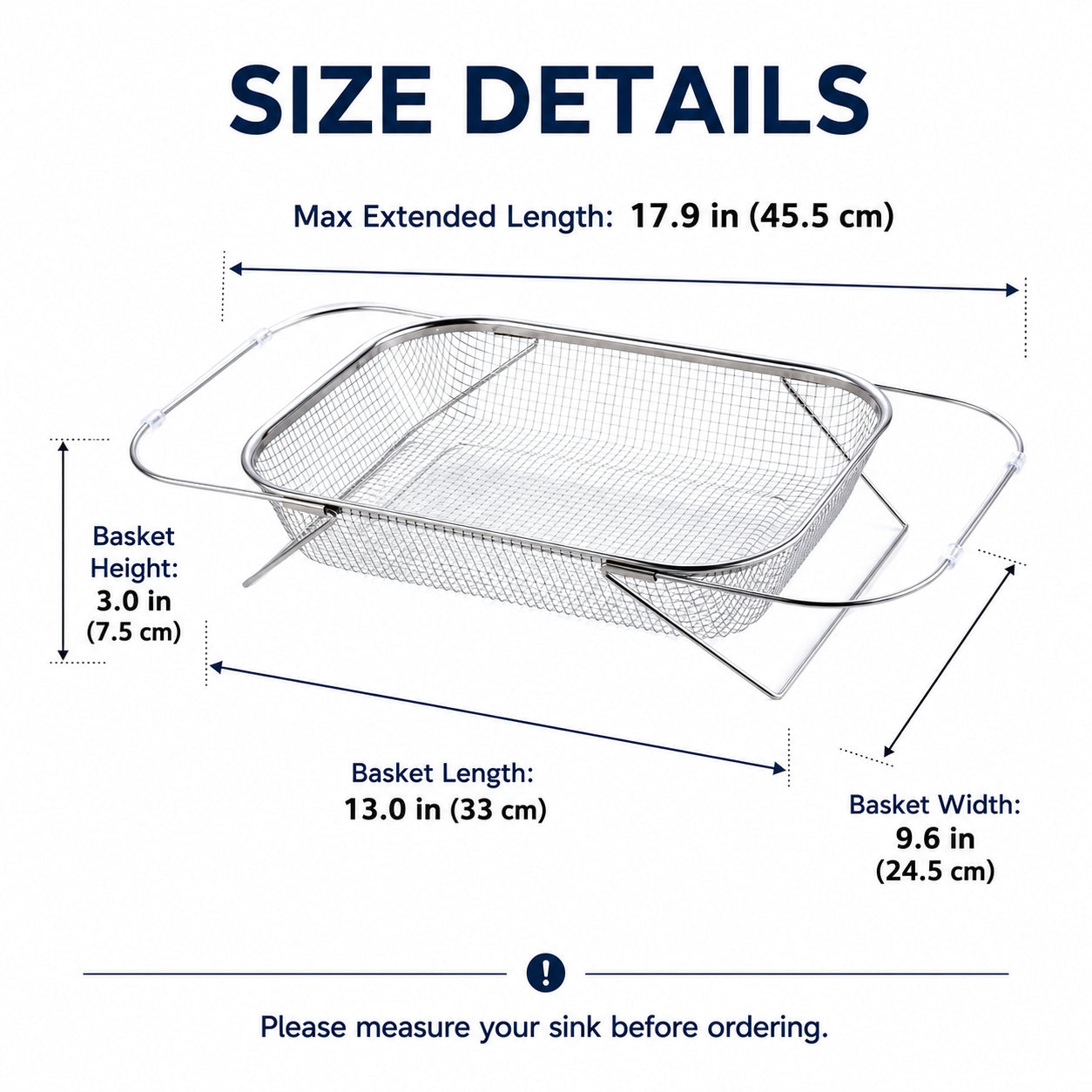 🧺 Stainless Steel Adjustable Over-the-Sink Drainer Basket