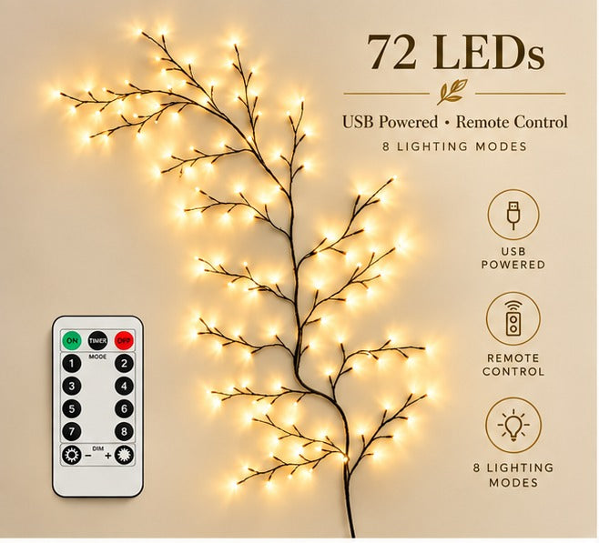 Enchanted Willow Vine Christmas Lights โ 8 Lighting Modes & Warm White Glow