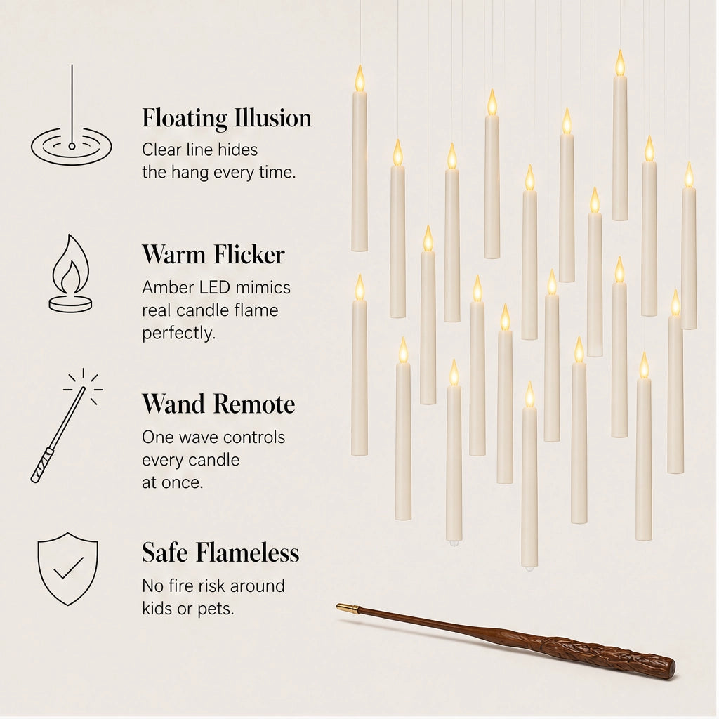 Wand-Controlled Floating Flameless LED Candles
