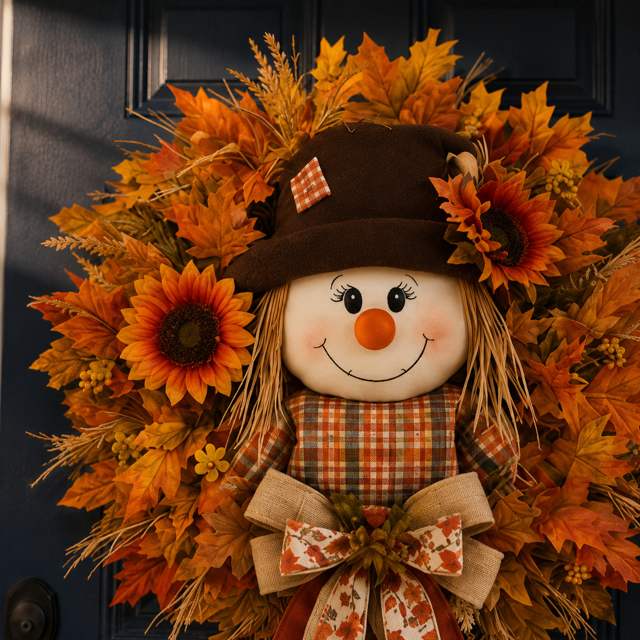 š„š Fall Favorite ā Lighted Scarecrow Front Door Wreath