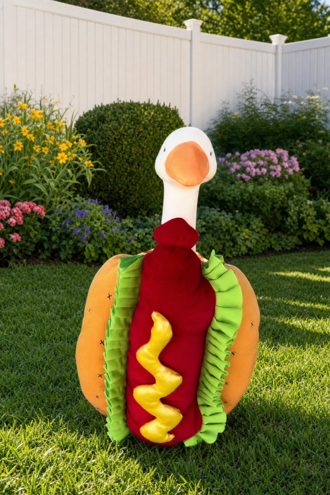 š¦¢VALORS TOPā¢Hot Dog Porch Goose Outfit for 23" Plastic/ Cement Goose Statues