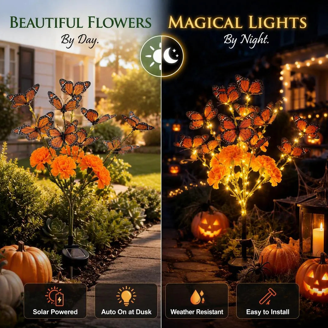🦋Solar Marigold Butterfly Memorial Garden Lights
