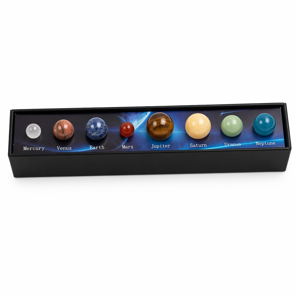 šHOLIDAY SALE: SOLAR SYSTEM CRYSTAL COLLECTION ā 9 PLANET GEMSTONES IN A WOODEN DISPLAY BOXš