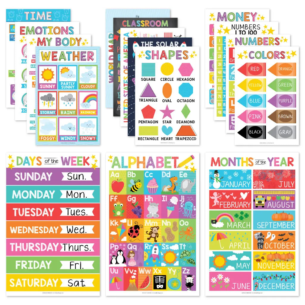 🏫BACK-TO-SCHOOL SALE: COLORFUL EDUCATIONAL POSTERS — SET OF 15!🏫