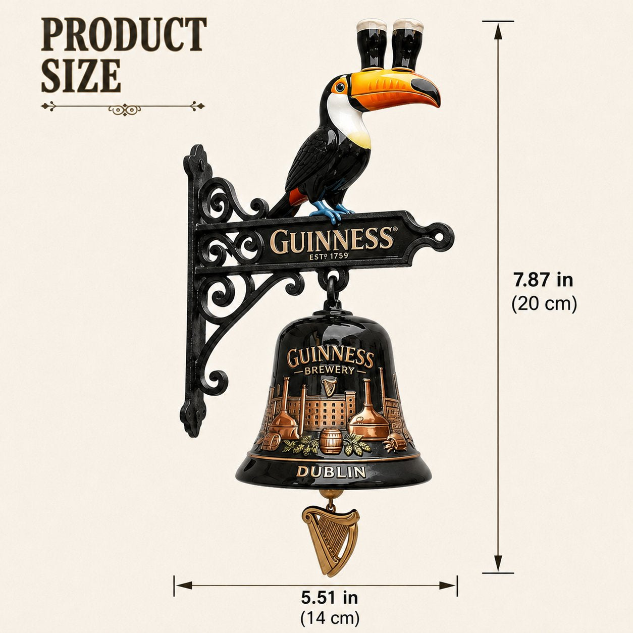 šŗGuinness Toucan Cast Iron Door Bell