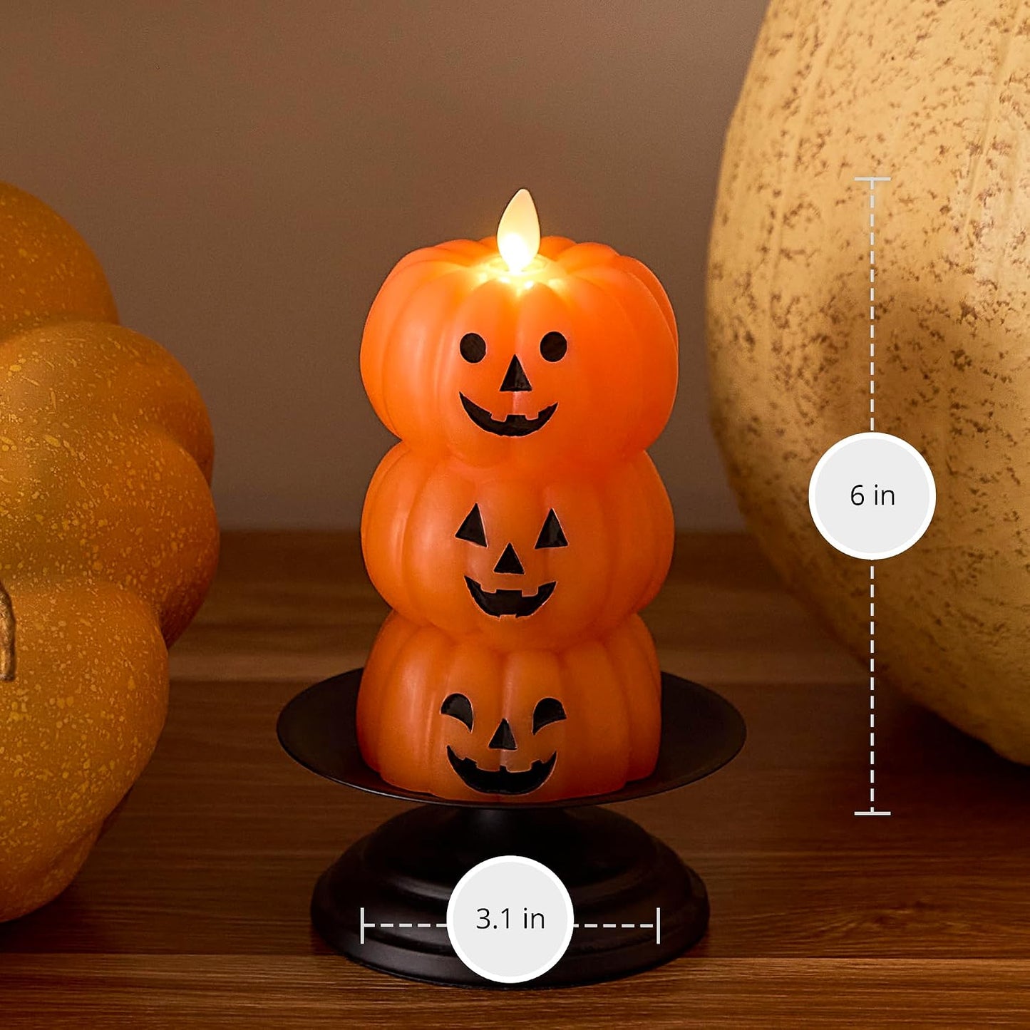 🎃🕯️ STACKED JACK-O'-LANTERNS FLAMELESS LED CANDLE