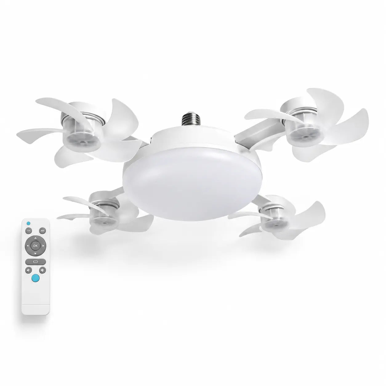 Screw-In 4-Head Socket Fan Light with Remote