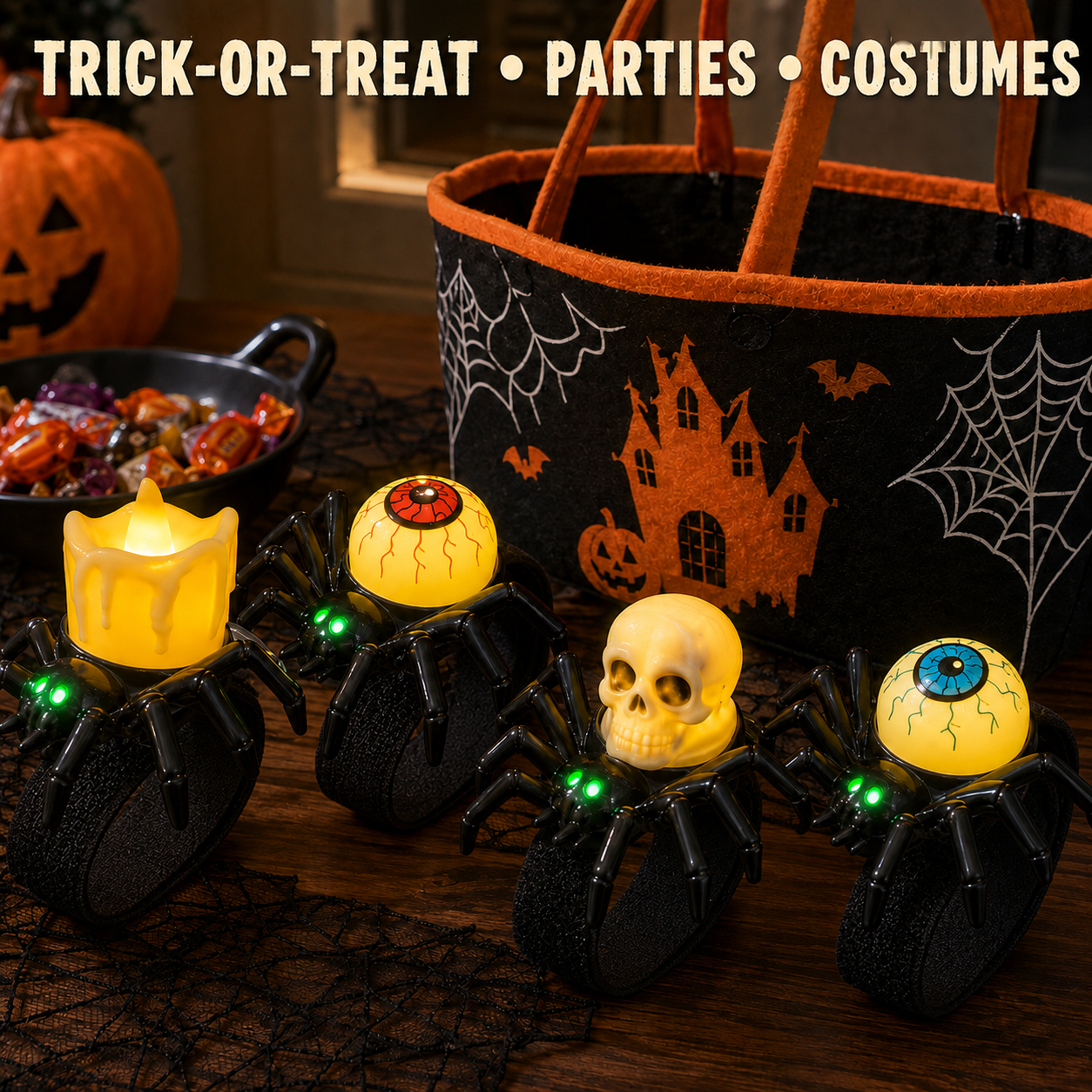 Halloween Light-Up Spider Eyeball Wristbands