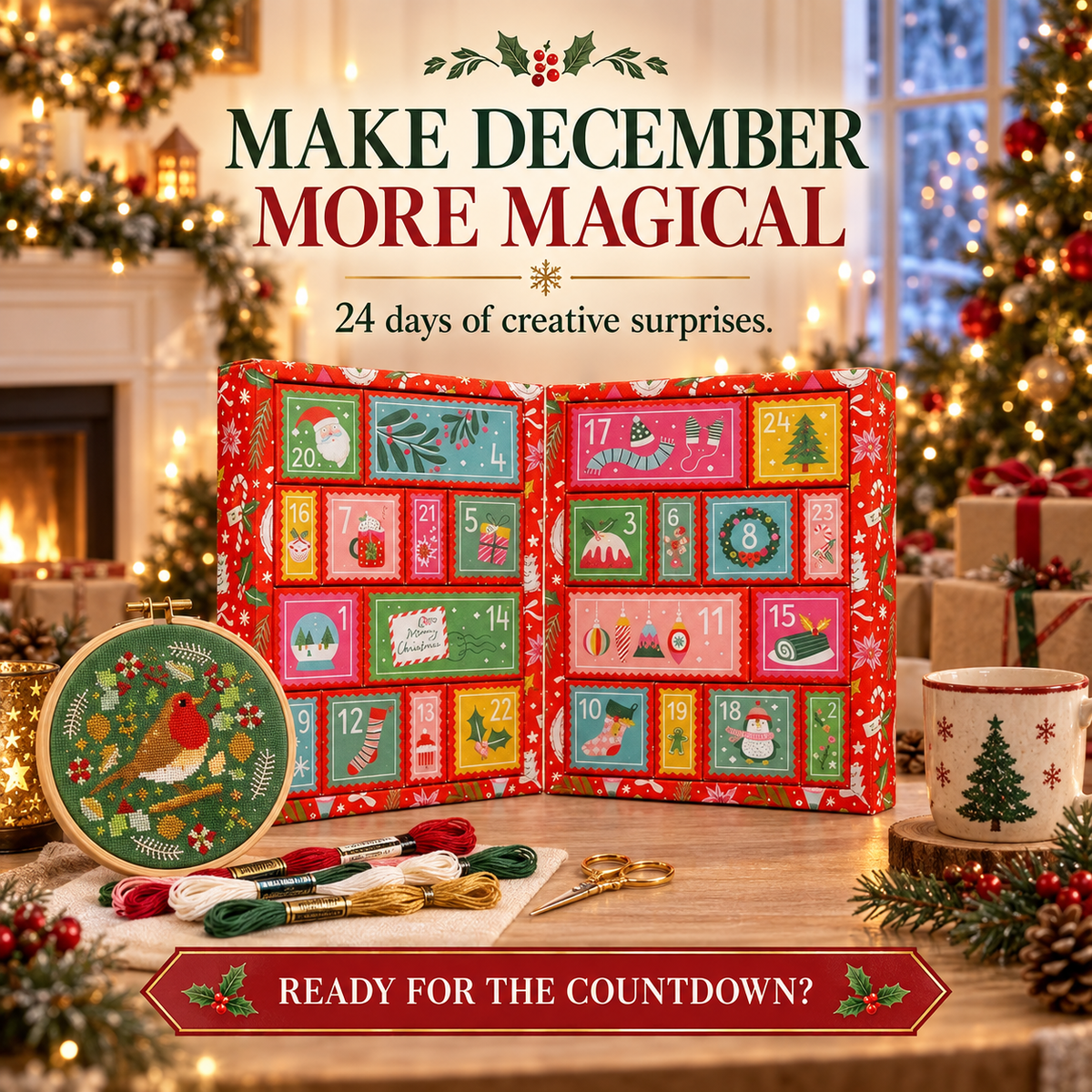 ๐๐งต 2026 Cross Stitch Advent Calendar Box | 24 Days of Stitching Surprises for a Magical December ๐ โจ