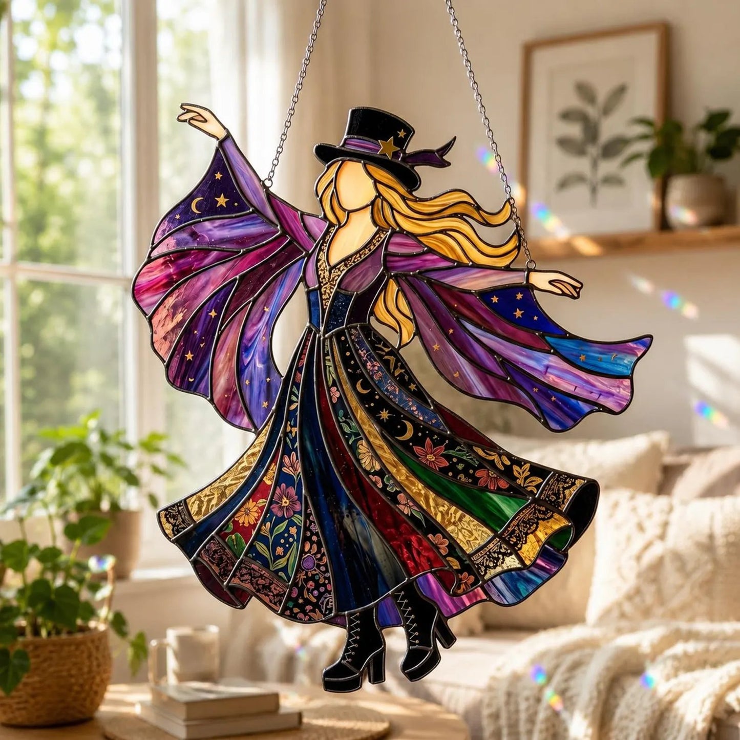 💃 Stevie Nicks 🤘 Handmade Stained Glass Spinning Suncatcher