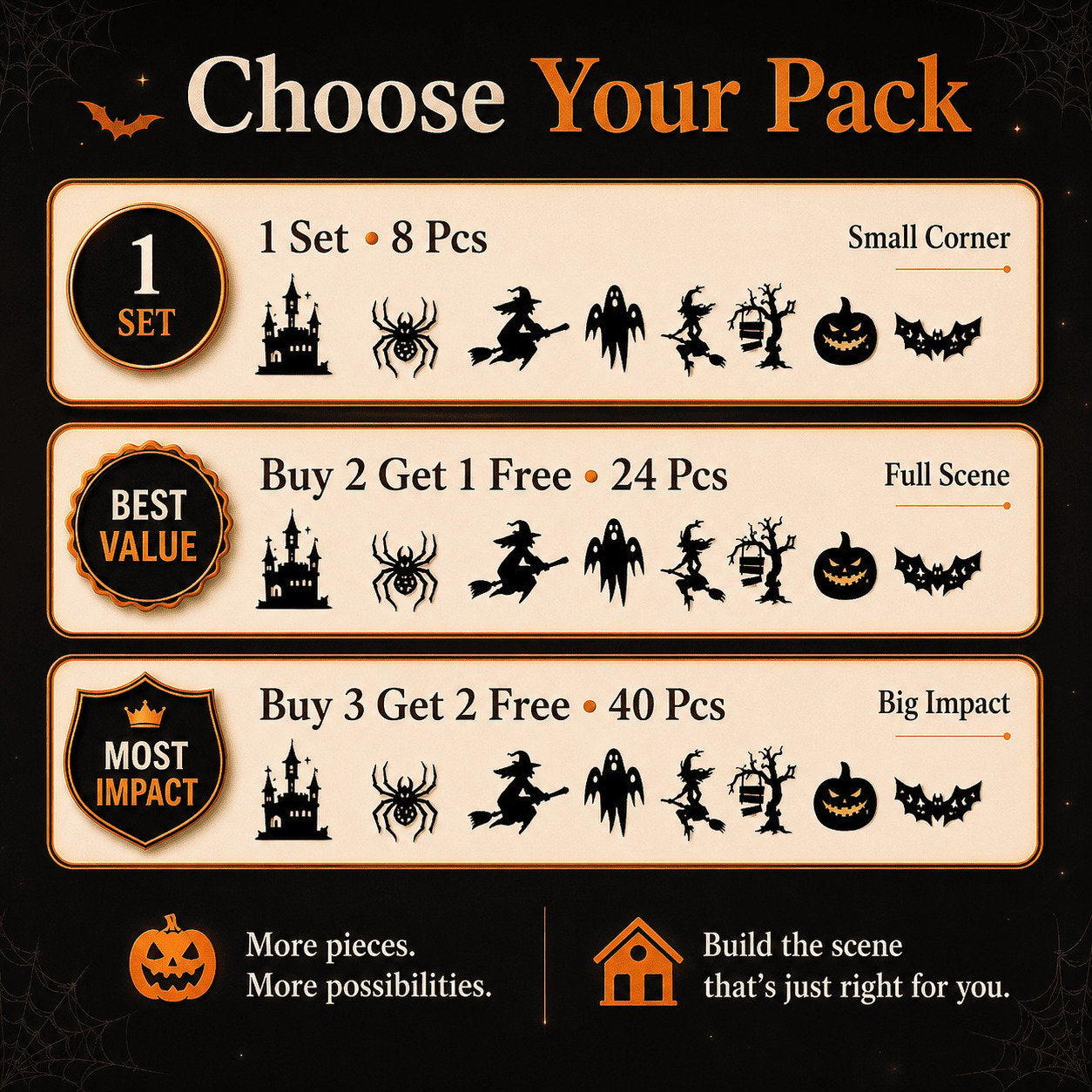 š8 Pack Halloween LED Silhouette Wall Light Stickers