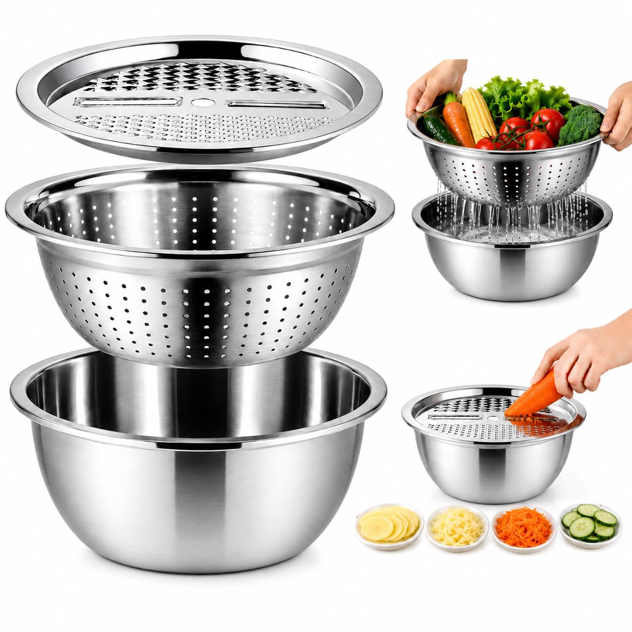 🥗 Prep, Drain & Grate — All in One Smart Kitchen Bowl!
