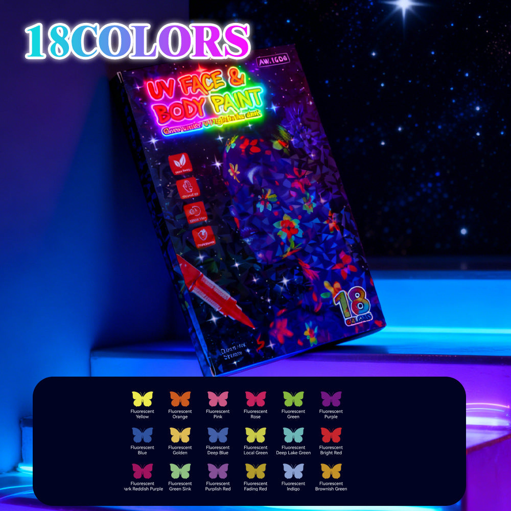 🌈UV Glow Face Paint Markers — 8-Piece Neon Set for Blacklight Parties