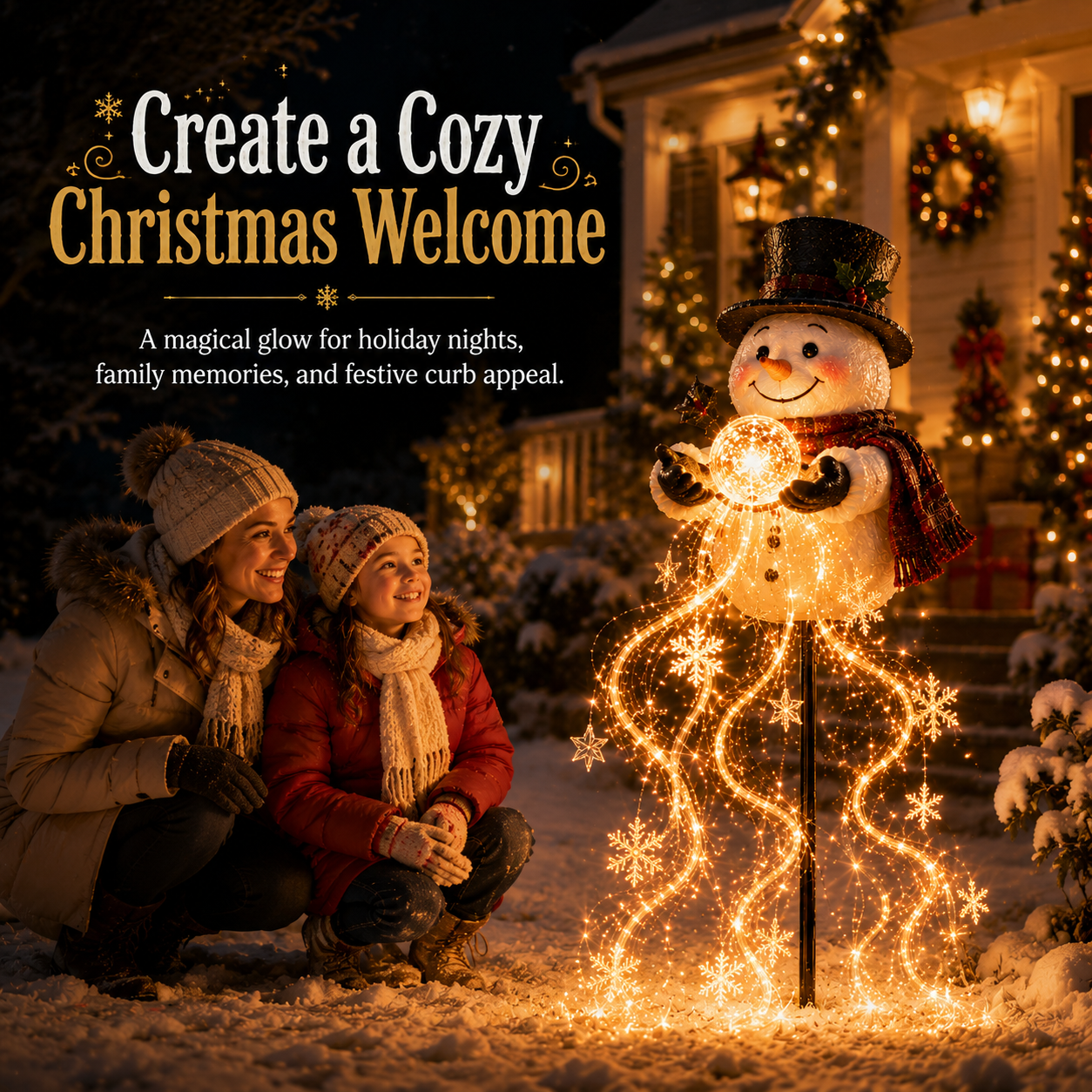 🎄Christmas Early Bird Sale🎄 Snowman Magic Fountain™-Flowing Snowflake LED Christmas Garden Light❄️