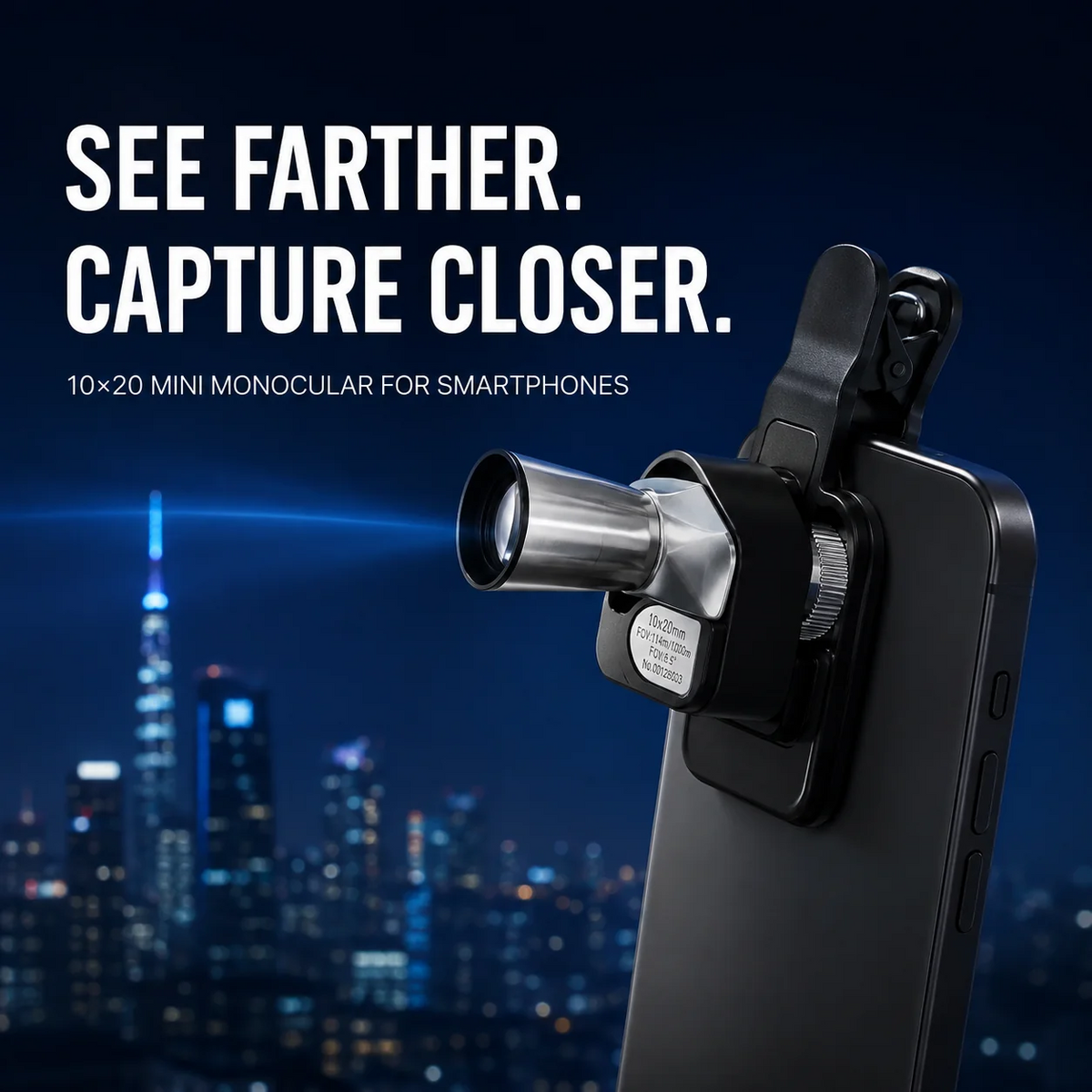 ๐ฅ FINAL HOURS SALE ๐ญ 10ร20 Mini Monocular Phone Telescope โ Pocket Long-Distance Viewer with Adjustable Smartphone Clip