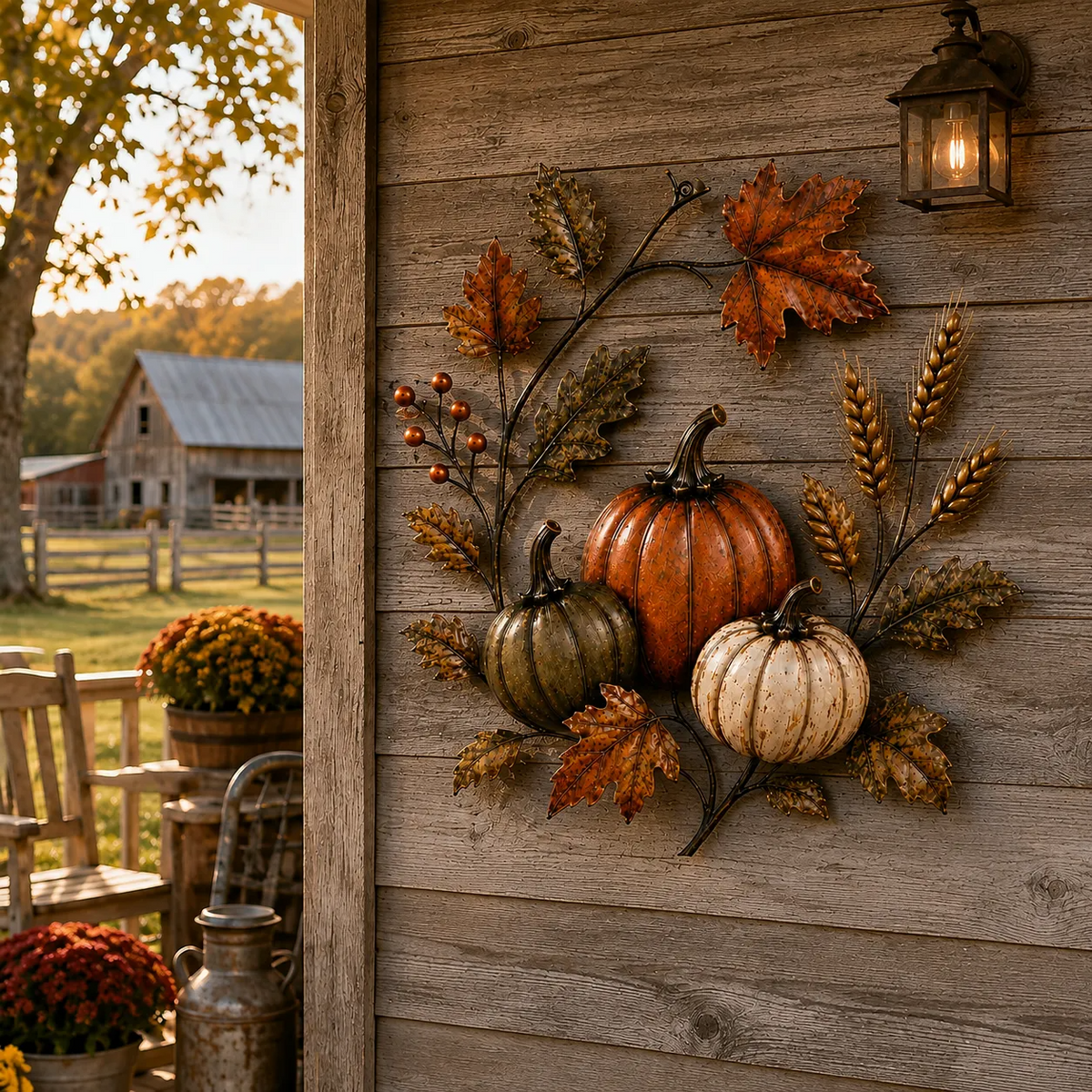 Autumn Pumpkin Metal Wall Decor