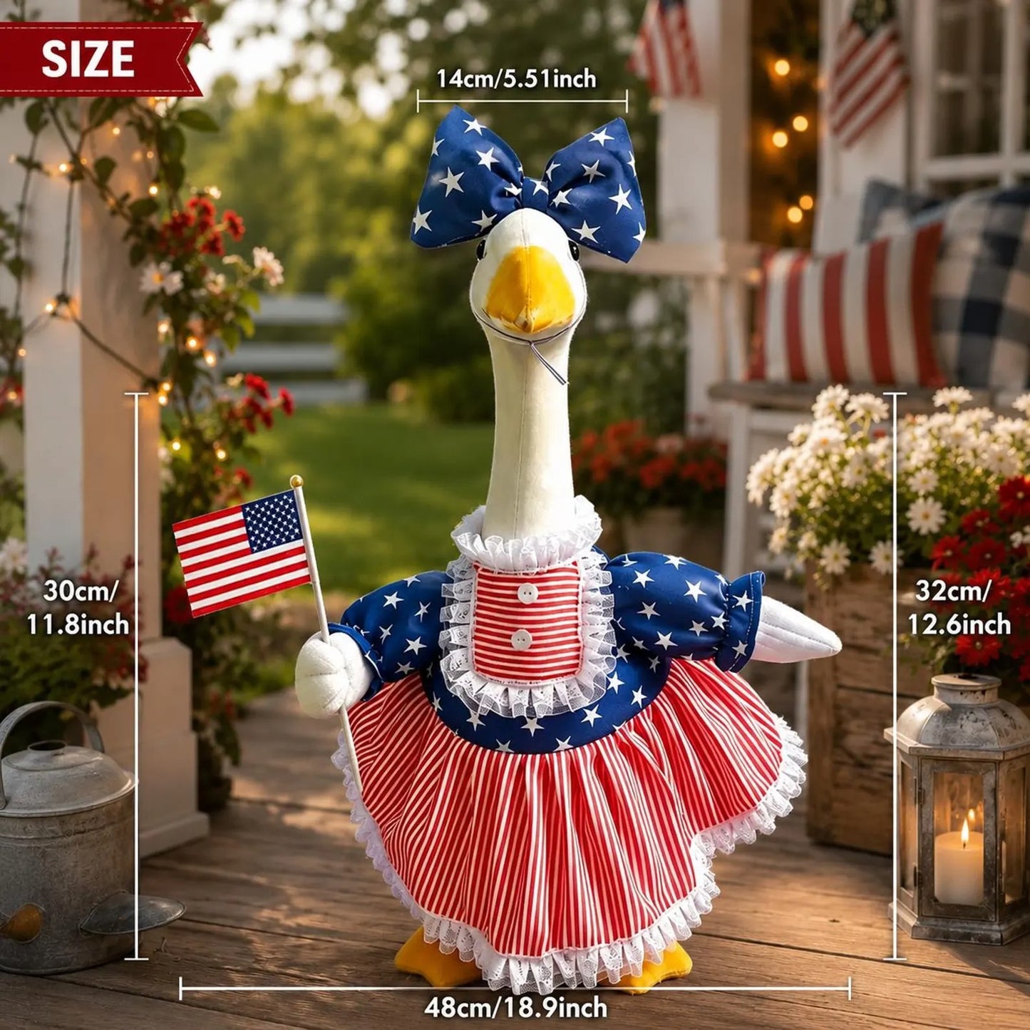 ๐ฆข๐บ๐ธThe 250th US Anniversary Edition Porch Goose Decor Set โ (Includes Bow & USA Flag) โค๏ธ๐ค๐