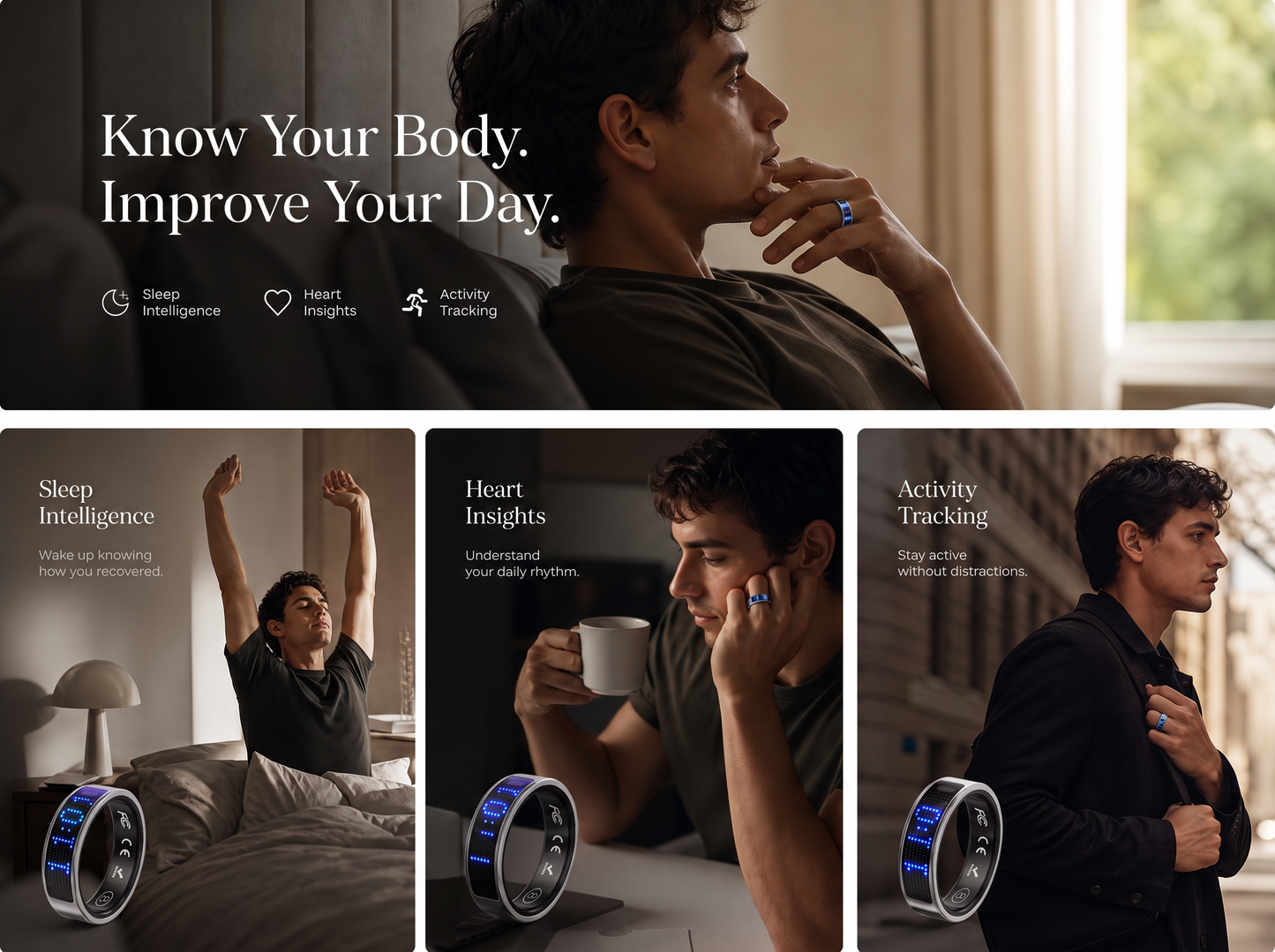 TUTEVETA Smart Ring — Track Sleep, Heart Rate & Recovery 24/7. View Health Data Without Your Phone