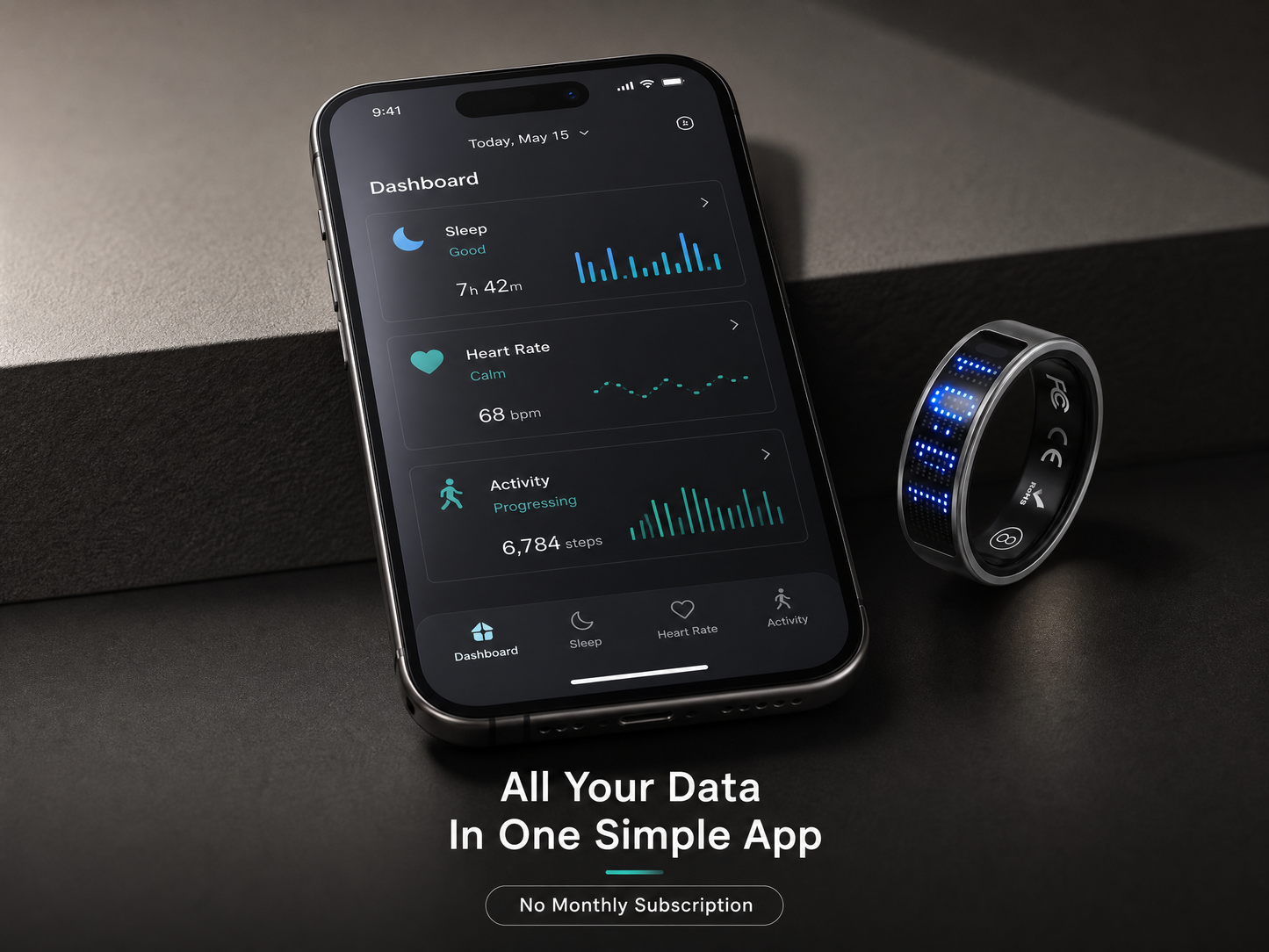 TUTEVETA Smart Ring — Track Sleep, Heart Rate & Recovery 24/7. View Health Data Without Your Phone