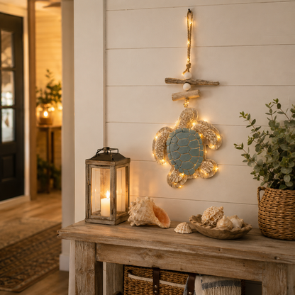 🐢Lighted Coastal Sea Turtle Wall Decor with Remote