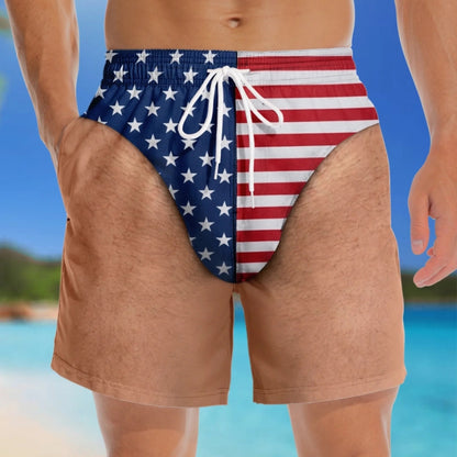 Custom Funny Patriotic Face Swim Trunks for Men
