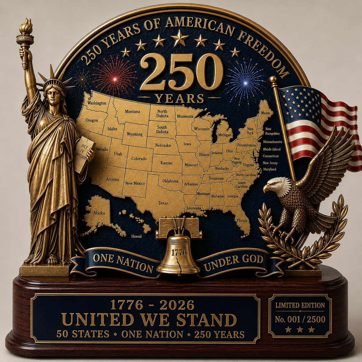 🇺🇸 Limited Edition 250 Years of American Freedom Collector's Statue (1776–2026) – United We Stand🎁