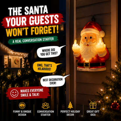 🎅 Naughty Santa Christmas Light Decor – Funny Cheeky LED Holiday Wall Hanging Decoration for Front Door & Porch