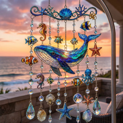 🐋Ocean-Inspired Acrylic Crystal Wind Chime– Bring the Ocean Glow to Your Garden