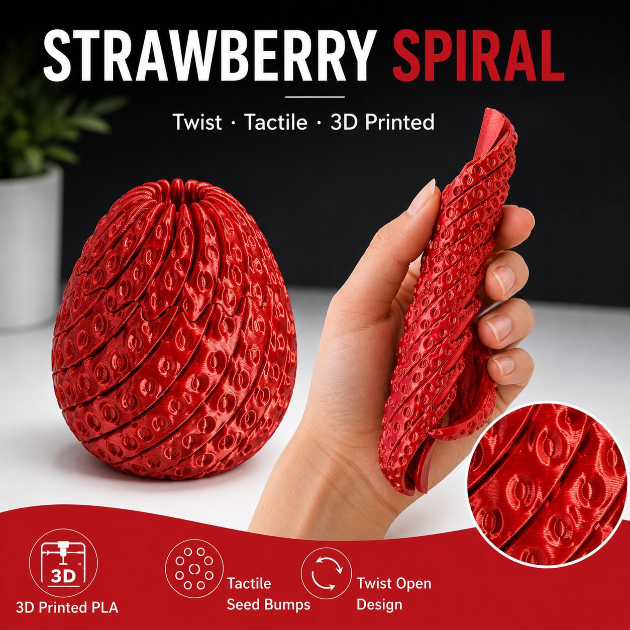 🔥3D-Printed Strawberry Egg Toy