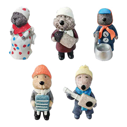 🔥Christmas Sale🎁Jug Band Christmas Decorations Resin Otters Muppet Emmet Otters Statue Christmas Jug-Band Organic Art Dolls Ornaments
