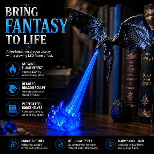 🔥 HOT SALE 🐉 Fire-Breathing Dragon LED Display | Bring Your Bookshelf to Life