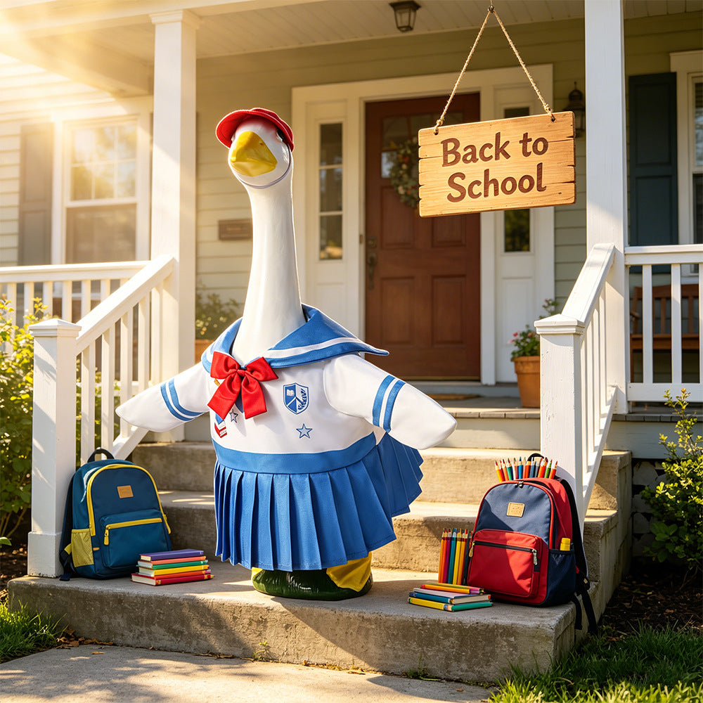 🦢VALORS TOP™School Porch Goose Outfit for 23" Plastic/ Cement Goose Statues