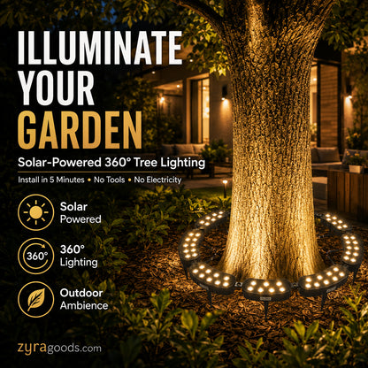🌳💡 Ring-Shaped Solar Tree Lights – Weatherproof Outdoor Spotlights Ideal for Trees, Pillars, and Gardens