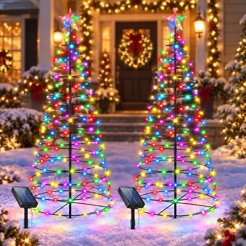 🔥Christmas Sale🎁Christmas Large 47in Solar Spiral Christmas Decorative Lights - 8 Modes, Color Changing Foldable, Solar-Powered