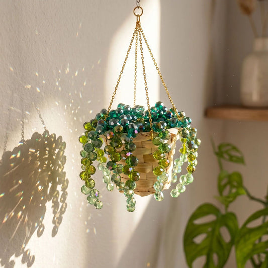 🔥Christmas Sale🎁Woven Basket Beaded Plant DIY Suncatcher Kits - Longer Strands