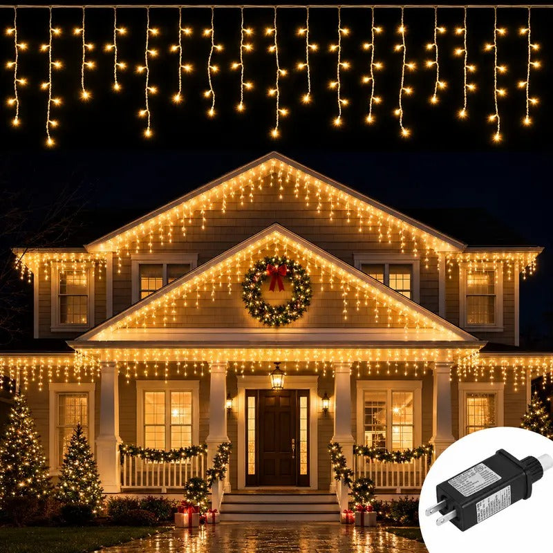 🔥Christmas Sale🎁Christmas Icicle Lights Outdoor, 164FT 1600 LED Remote-Controlled Plug-In Connectable String Lights, 8 Modes, IP65 Waterproof for Roof Eave, Gutters, House, Patio, Tree, Holiday Xmas Decor