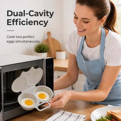 Microwave Egg Poacher——Dual‑cavity, non‑stick & easy clean. Healthier than frying – stock up & save! 🏠✅