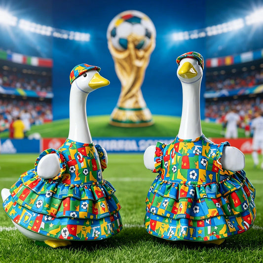 🦢VALORS TOP™World Cup Porch Goose Outfit for 23" Plastic/ Cement Goose Statues