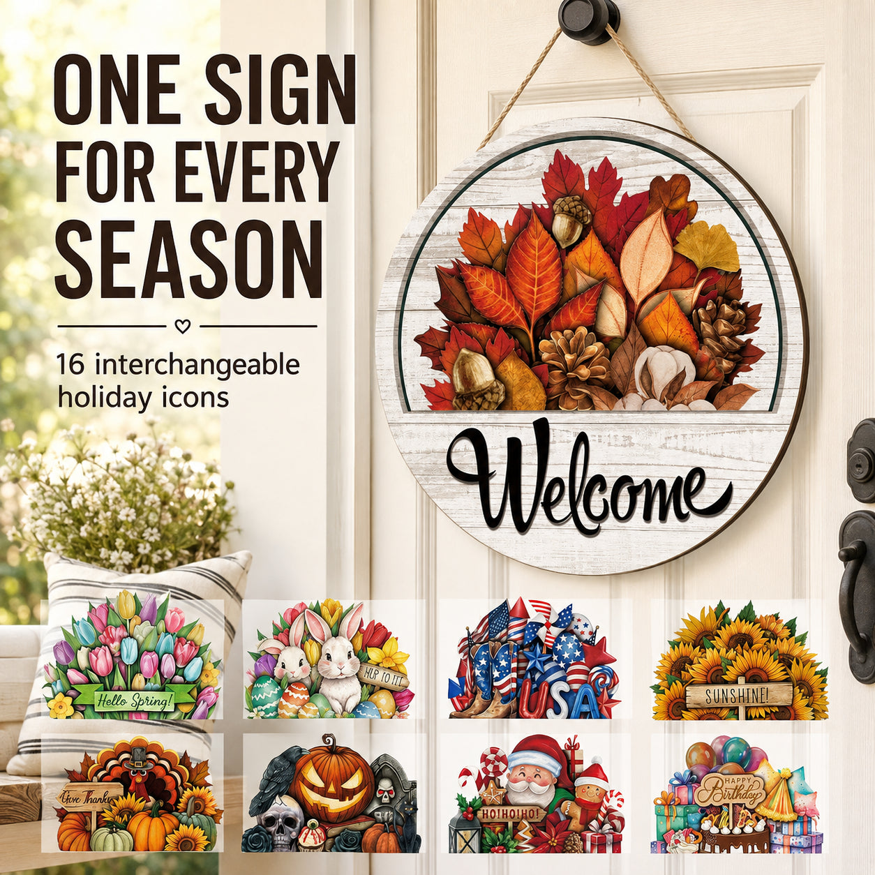 16 Pcs Interchangeable Welcome Sign for Front Door