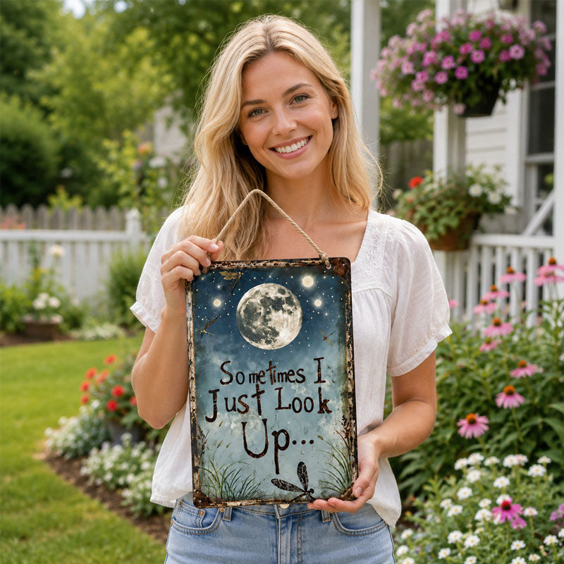 😆Retro Night Sky Metal Sign – “Sometimes I just look up…”