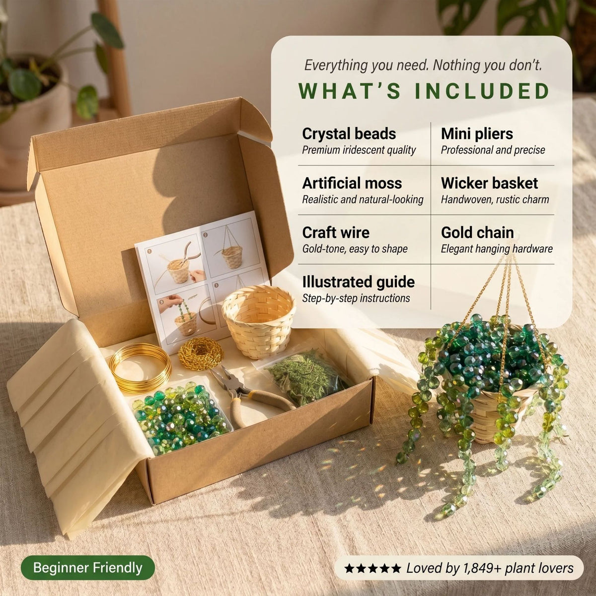 🔥Christmas Sale🎁Woven Basket Beaded Plant DIY Suncatcher Kits - Longer Strands