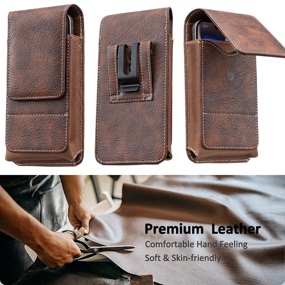 Waist Belt Cell Phone Pouch 📱 Multi-Pocket Leather Card Holder