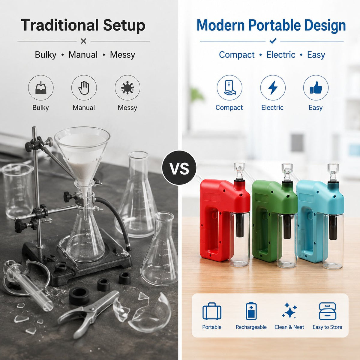 Portable Handheld Electric Filtration Device | Compact Glass Chamber Design with Electric-Assisted Operation & 6 Color Options ✨