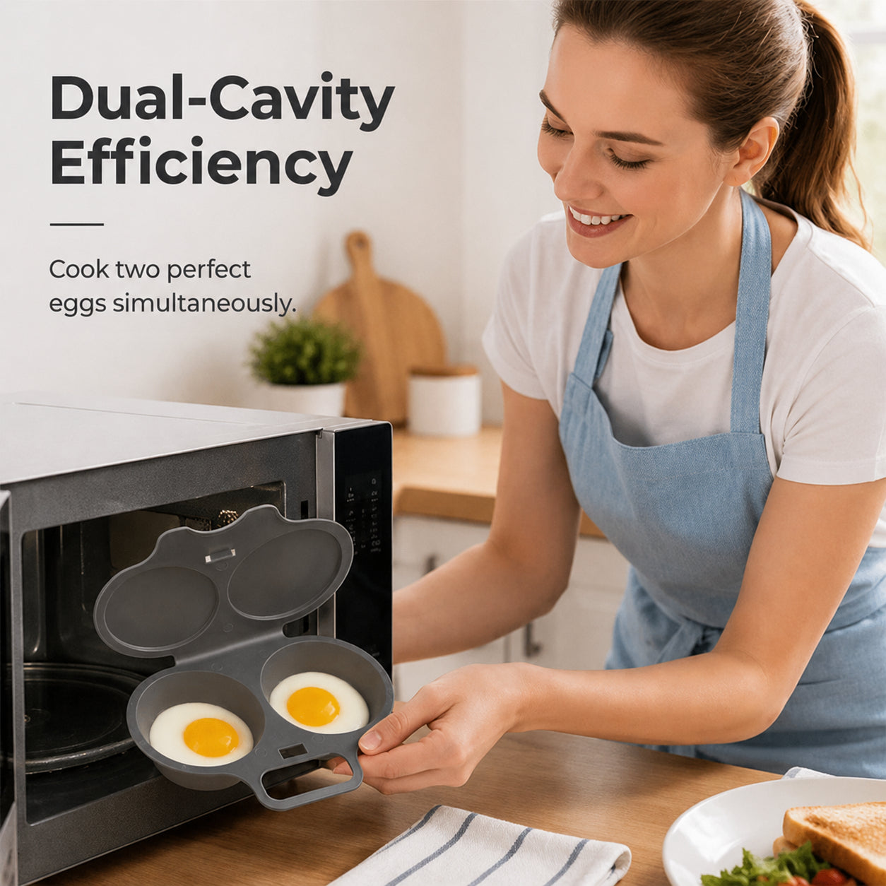 Microwave Egg Poacher——Dual‑cavity, non‑stick & easy clean. Healthier than frying – stock up & save! 🏠✅