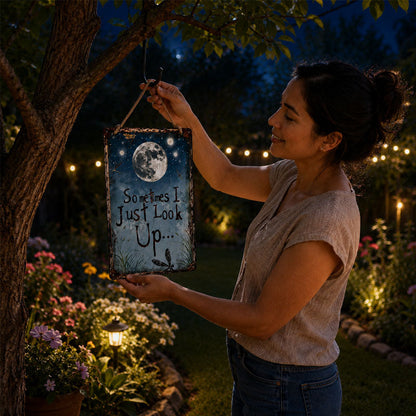 😆Retro Night Sky Metal Sign – “Sometimes I just look up…”