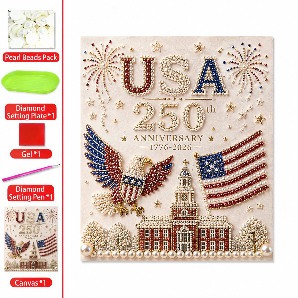 🔥Buy 2 Free shipping - USA 250th Anniversary DIY Pearl Painting Kit ✨❤️‍🔥
