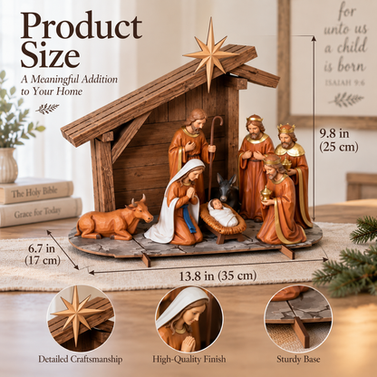 🎄 Christmas Nativity Scene Figurine Set | Traditional Holiday Home Decor