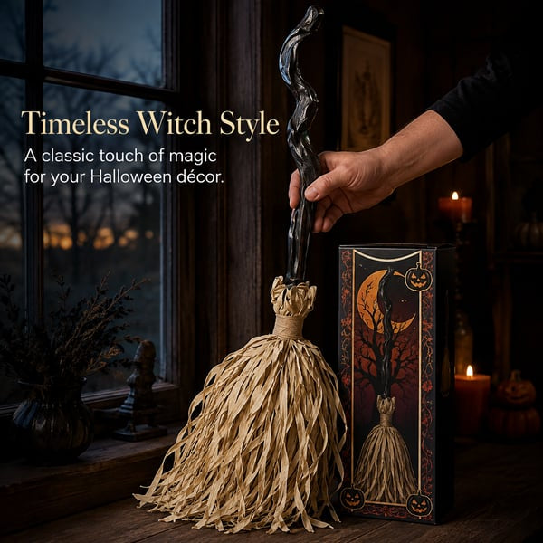 ⭐Animated Moving Witch Broom- Light‑Sound‑Motion