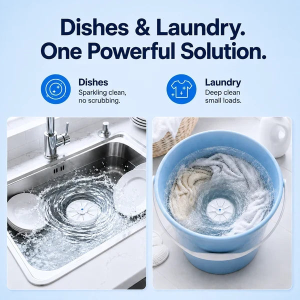 🔥Christmas Sale🎁Portable Ultrasonic Washer for Dishes & Laundry